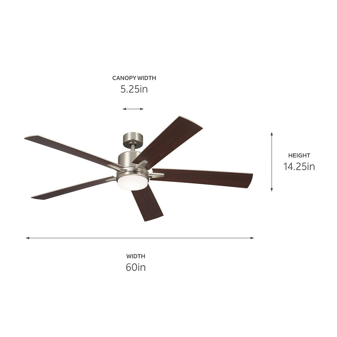 Kichler - 330060NI - 60"Ceiling Fan - Lucian Elite XL - Brushed Nickel