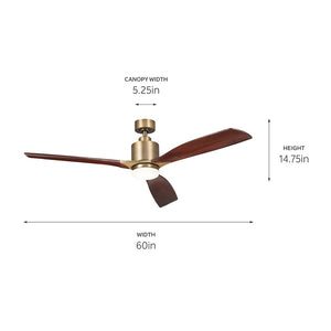 Kichler - 300075NBR - 60"Ceiling Fan - Ridley II - Brushed Natural Brass