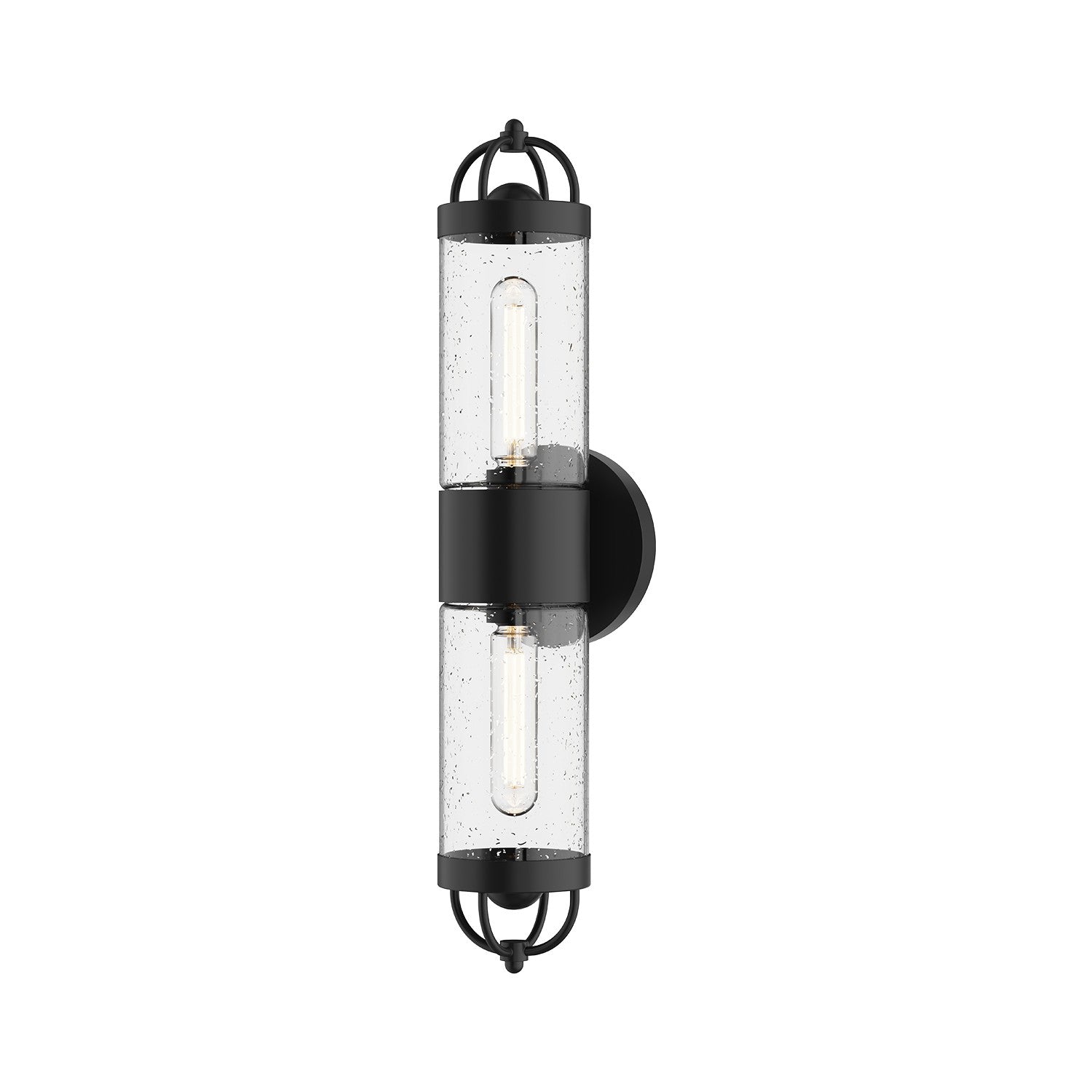 Alora - EW461102BKCB - Two Light Outdoor Wall Lantern - Lancaster - Clear Bubble Glass/Textured Black