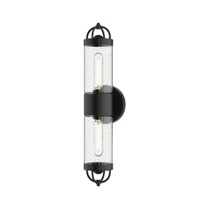 Alora - EW461102BKCB - Two Light Outdoor Wall Lantern - Lancaster - Clear Bubble Glass/Textured Black