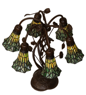 Meyda Tiffany - 255817 - Six Light Table Lamp - Stained Glass Pond Lily - Mahogany Bronze