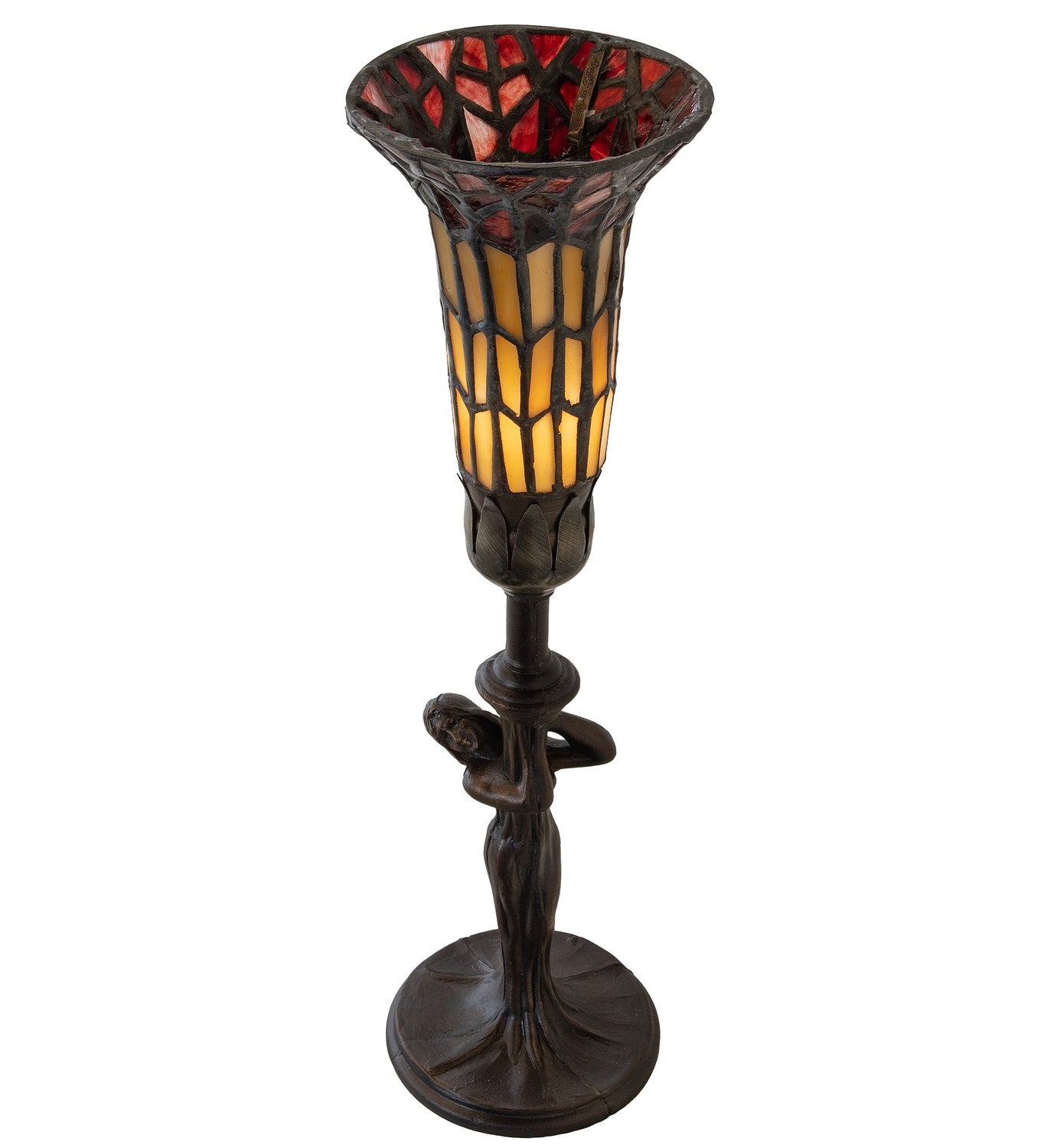 Meyda Tiffany - 259393 - One Light Accent Lamp - Stained Glass Pond Lily - Mahogany Bronze