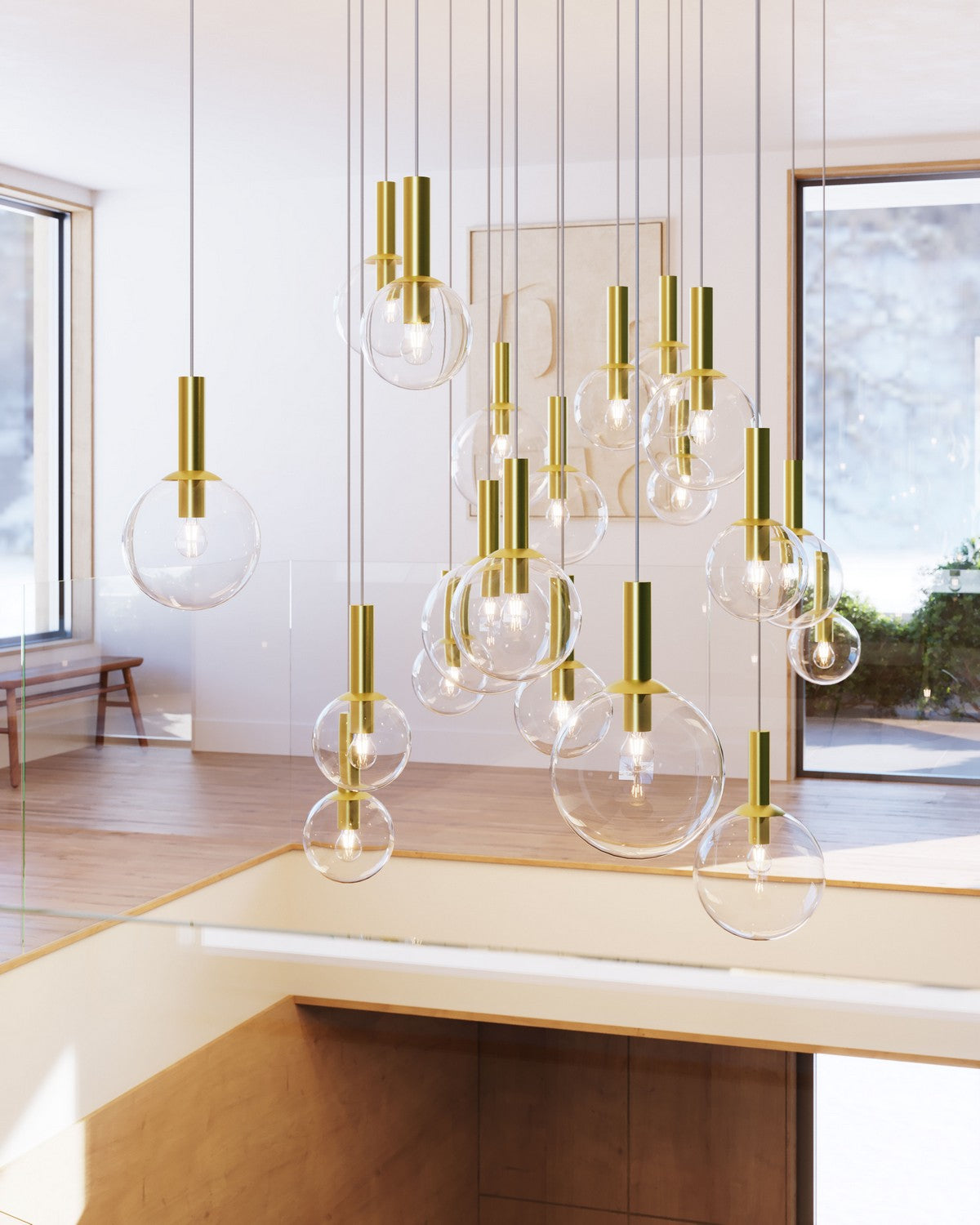 Sonneman - 3760.38 - One Light Pendant - Bubbles - Satin Brass