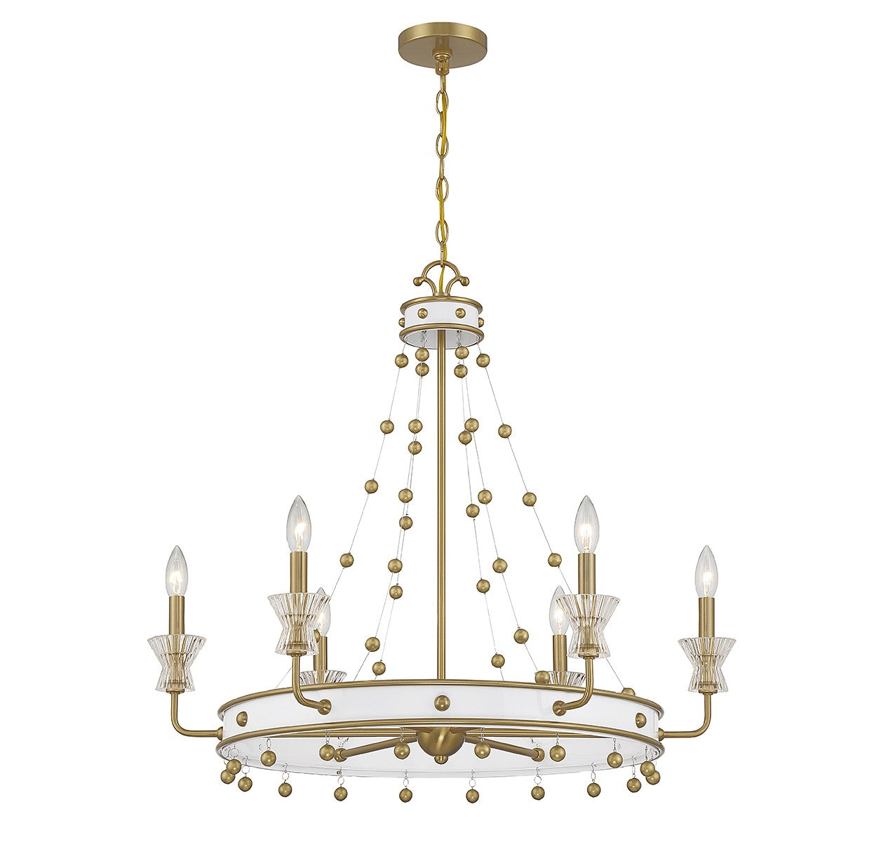 Savoy House - 1-3804-6-142 - Six Light Chandelier - Iris - White with Warm Brass