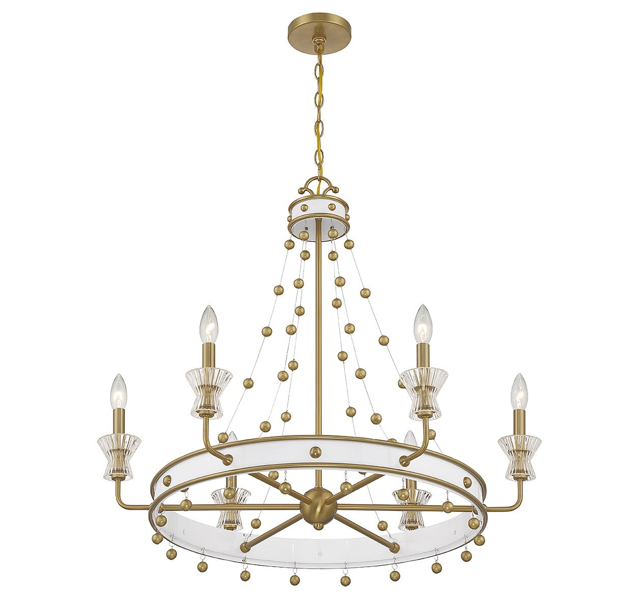 Savoy House - 1-3804-6-142 - Six Light Chandelier - Iris - White with Warm Brass