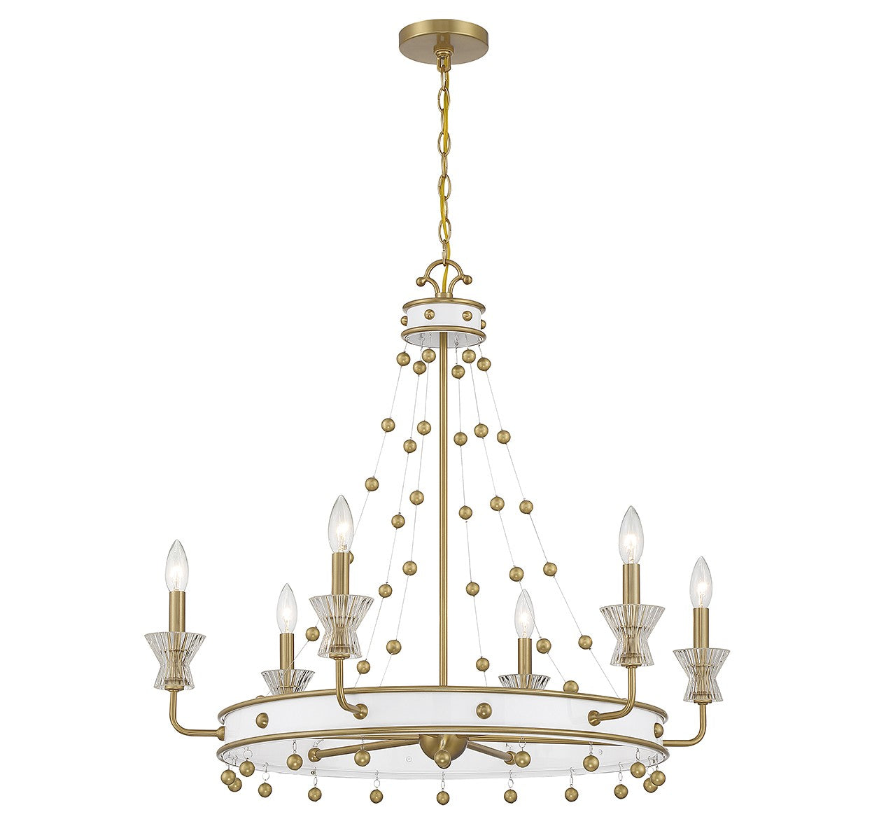 Savoy House - 1-3804-6-142 - Six Light Chandelier - Iris - White with Warm Brass