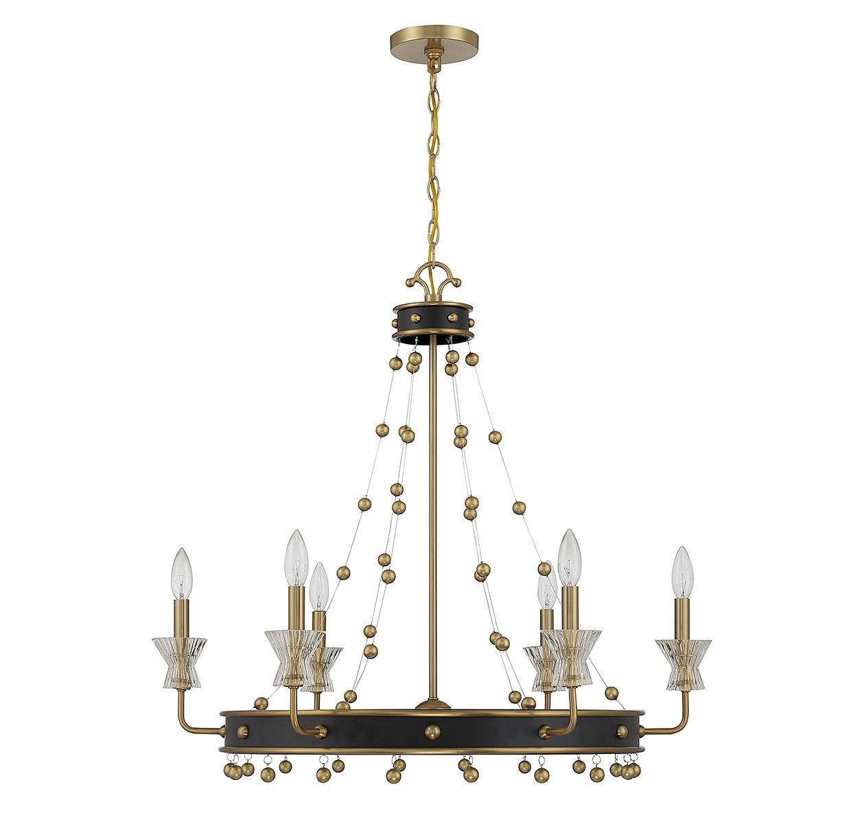 Savoy House - 1-3804-6-143 - Six Light Chandelier - Iris - Matte Black with Warm Brass