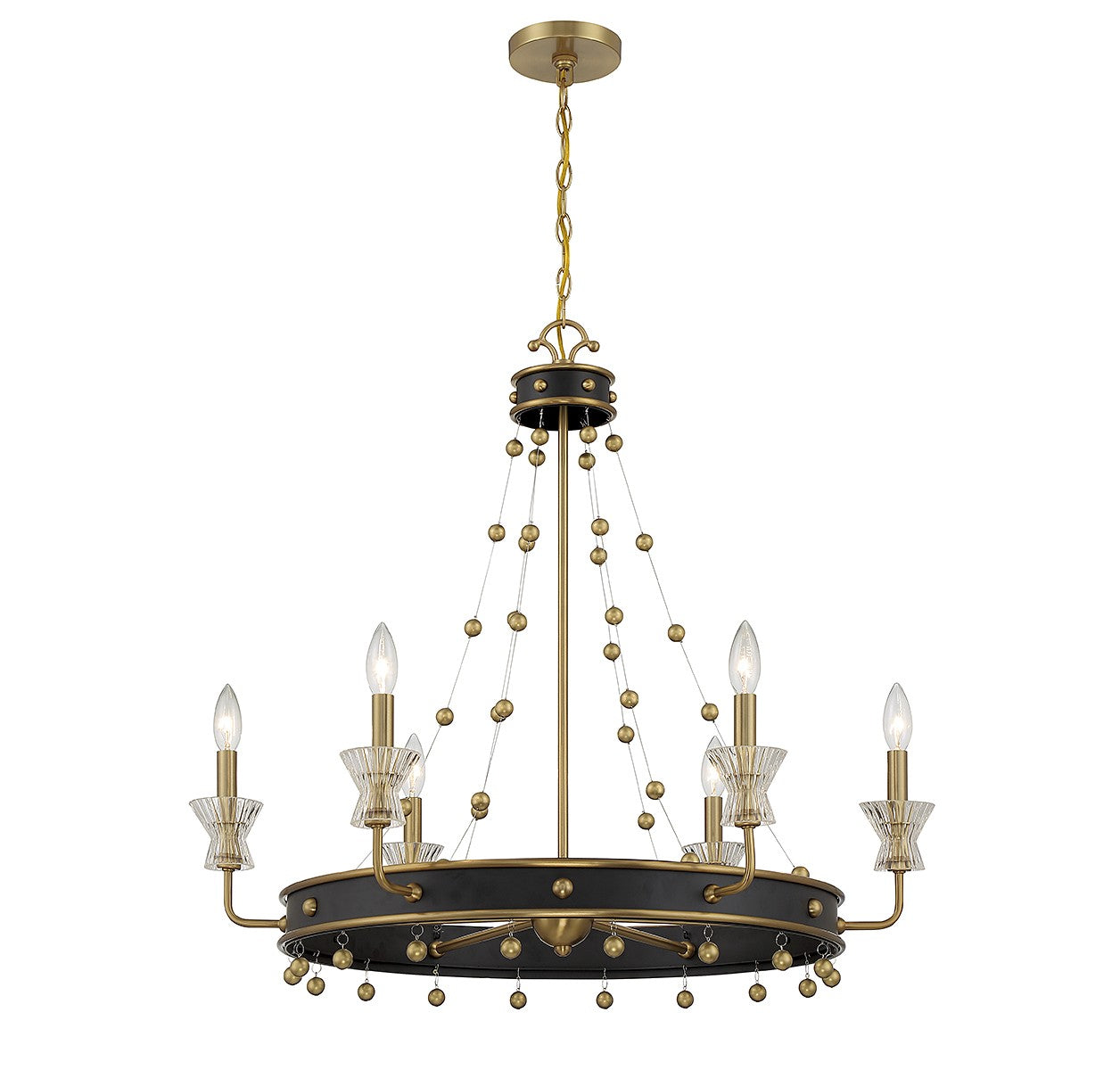 Savoy House - 1-3804-6-143 - Six Light Chandelier - Iris - Matte Black with Warm Brass