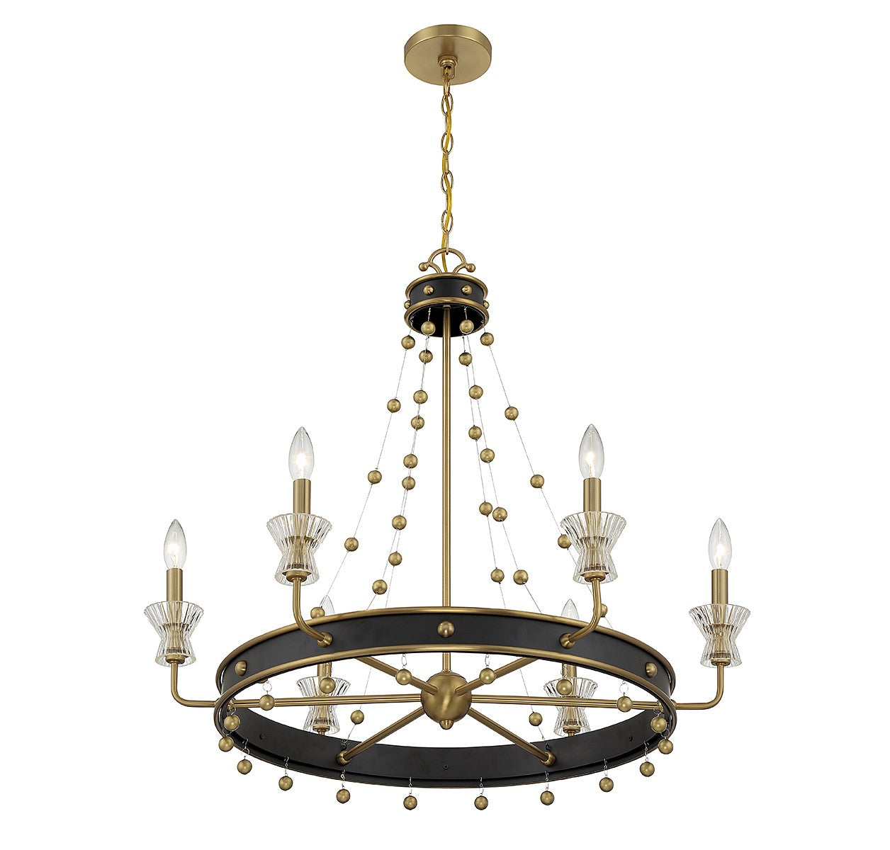 Savoy House - 1-3804-6-143 - Six Light Chandelier - Iris - Matte Black with Warm Brass