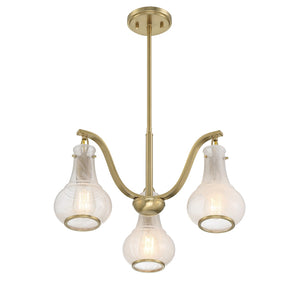 Savoy House - 1-4418-3-322 - Three Light Chandelier - Adams - Warm Brass