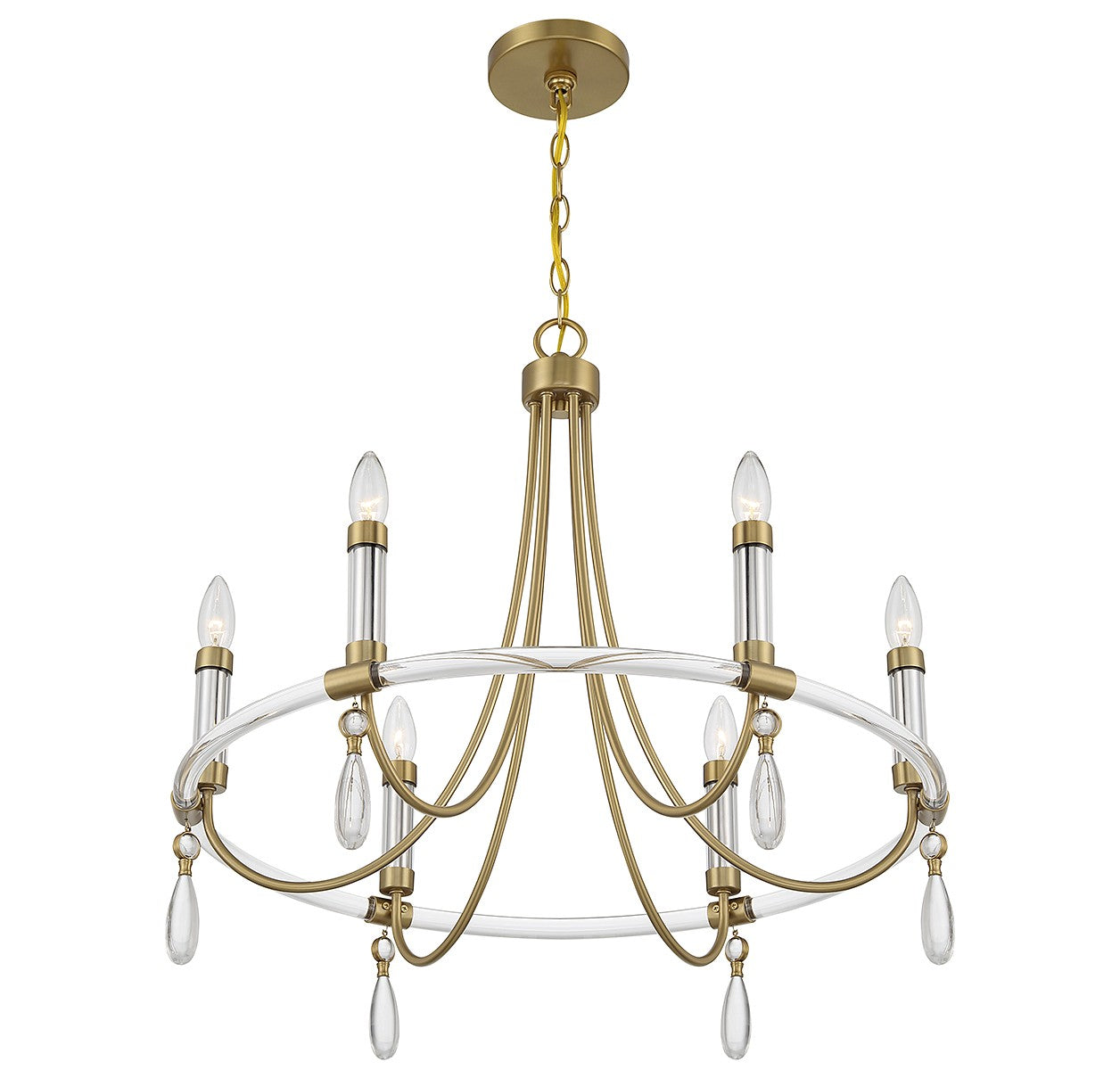 Savoy House - 1-7716-6-195 - Six Light Chandelier - Mayfair - Warm Brass and Chrome