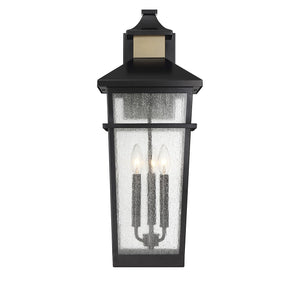 Savoy House - 5-715-143 - Three Light Outdoor Wall Lantern - Kingsley - Matte Black with Warm Brass