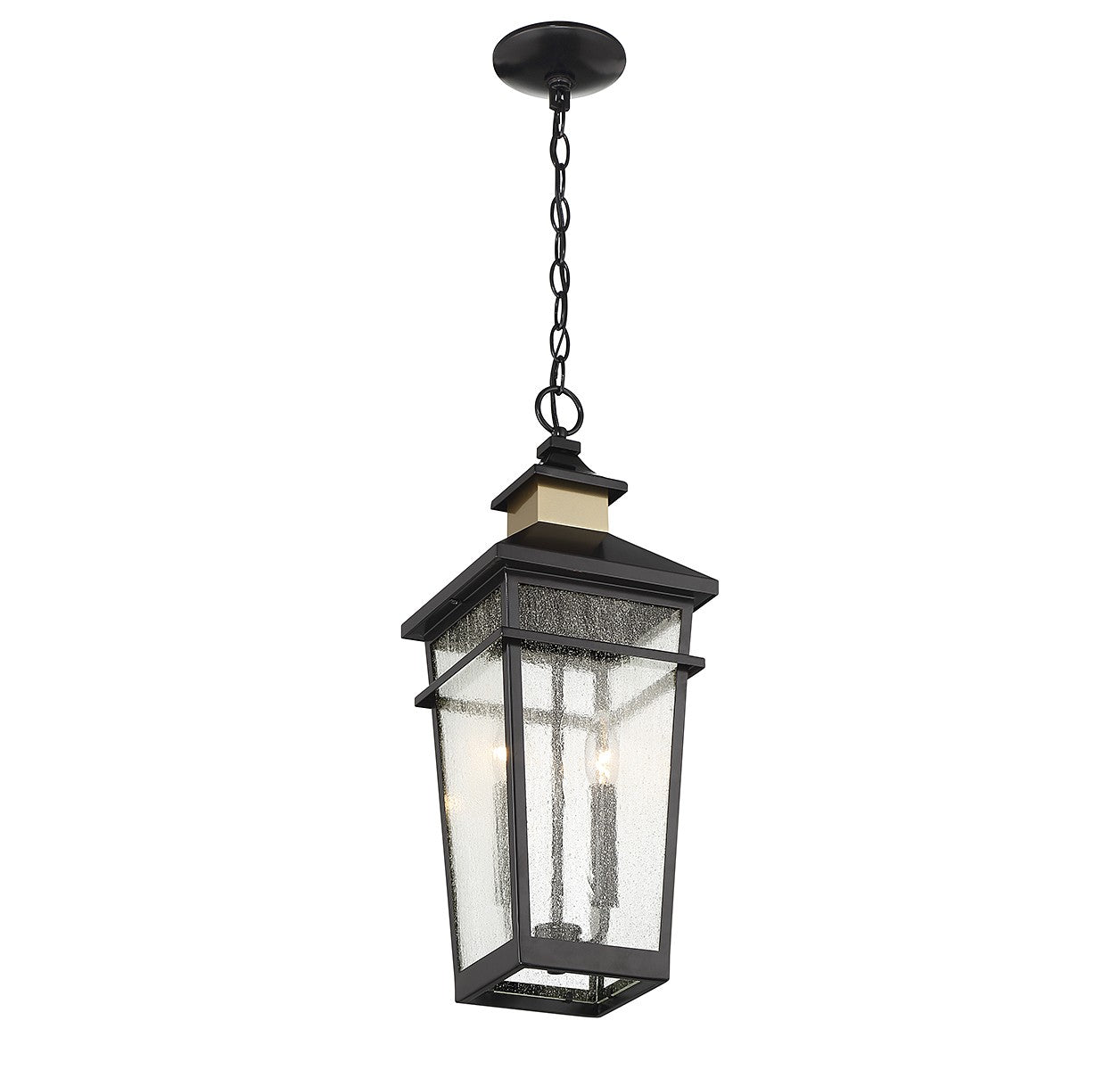 Savoy House - 5-717-143 - Two Light Outdoor Hanging Lantern - Kingsley - Matte Black with Warm Brass