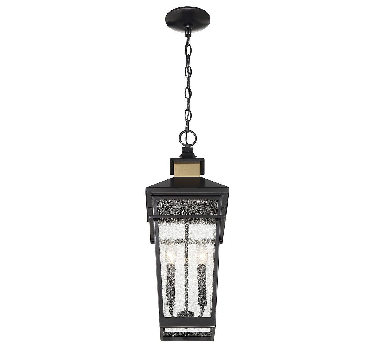 Savoy House - 5-717-143 - Two Light Outdoor Hanging Lantern - Kingsley - Matte Black with Warm Brass