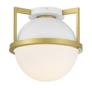 Savoy House - 6-4602-1-142 - One Light Flush Mount - Carlysle - White with Warm Brass