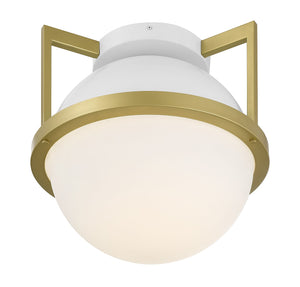 Savoy House - 6-4602-1-142 - One Light Flush Mount - Carlysle - White with Warm Brass