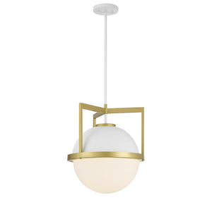 Savoy House - 7-4600-1-142 - One Light Pendant - Carlysle - White with Warm Brass