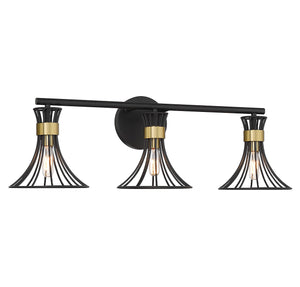 Savoy House - 8-6080-3-143 - Three Light Bathroom Vanity - Breur - Matte Black with Warm Brass