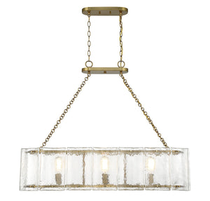 Savoy House - 1-8203-3-322 - Three Light Linear Chandelier - Genry - Warm Brass