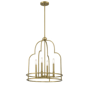 Savoy House - 3-6612-4-322 - Four Light Pendant - Diplomat - Warm Brass