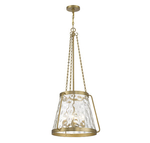 Savoy House - 7-1804-4-322 - Four Light Pendant - Crawford - Warm Brass