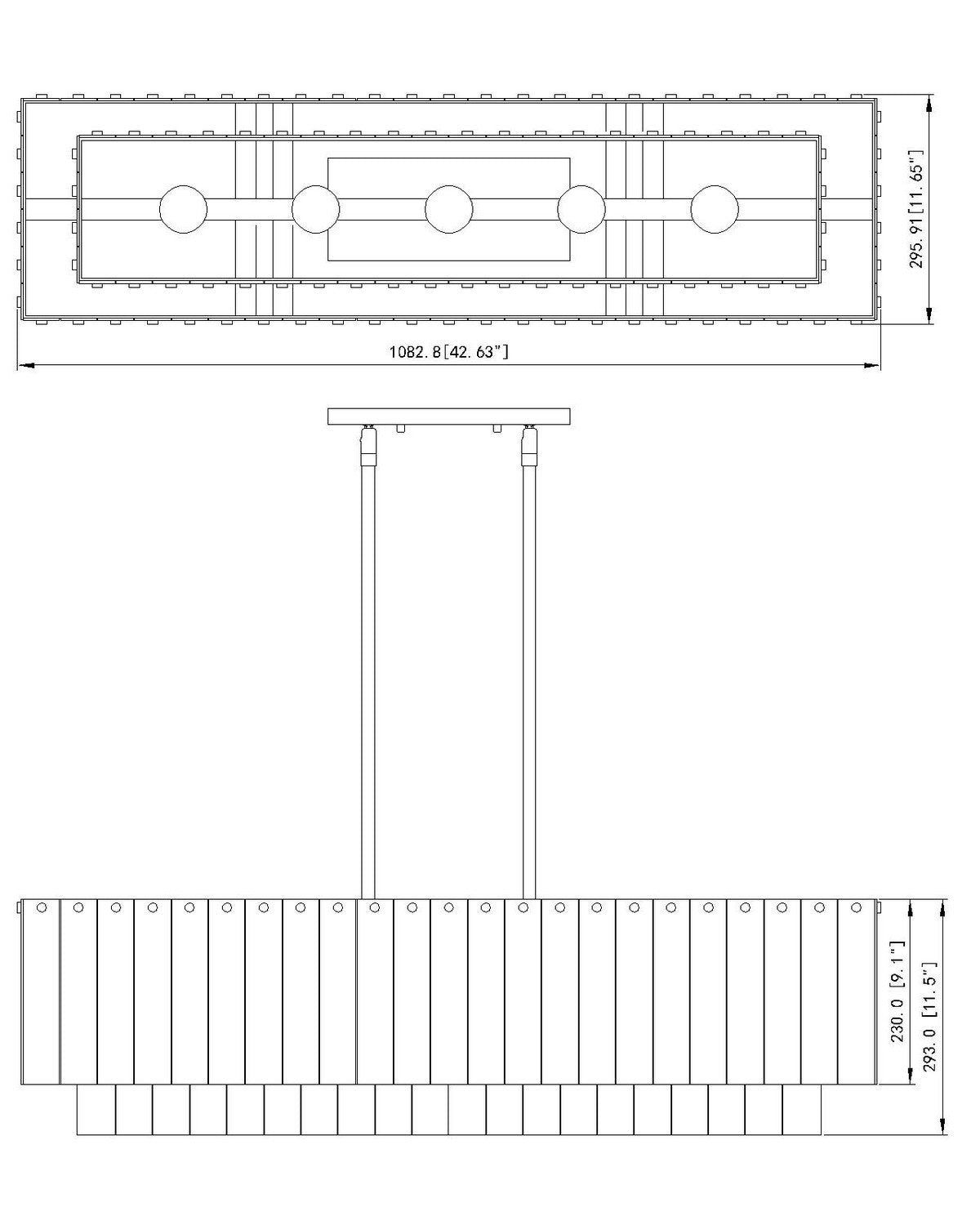 Z-Lite - 1943-42L-MB - Five Light Linear Chandelier - Glacier - Matte Black