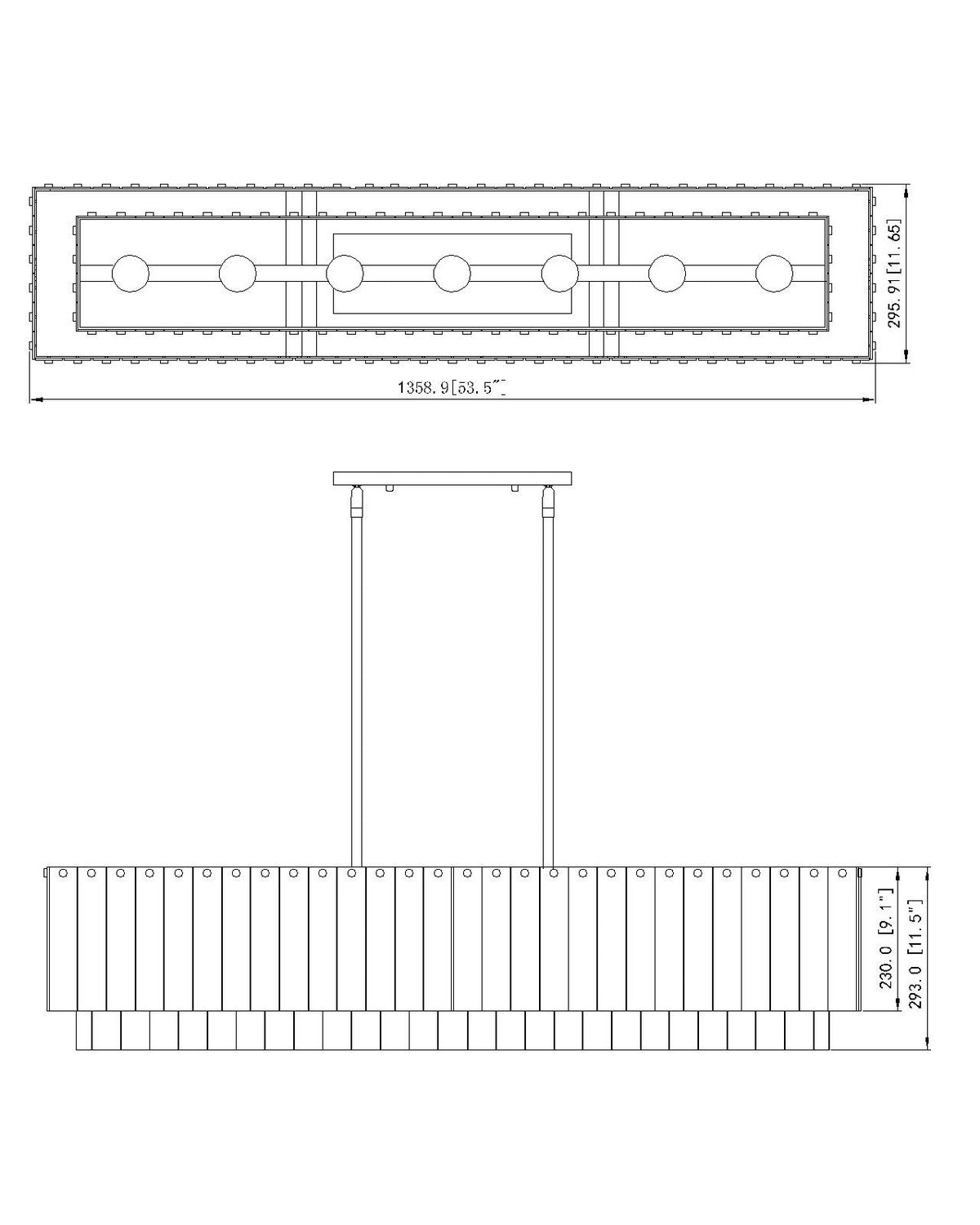 Z-Lite - 1943-53L-MB - Seven Light Linear Chandelier - Glacier - Matte Black