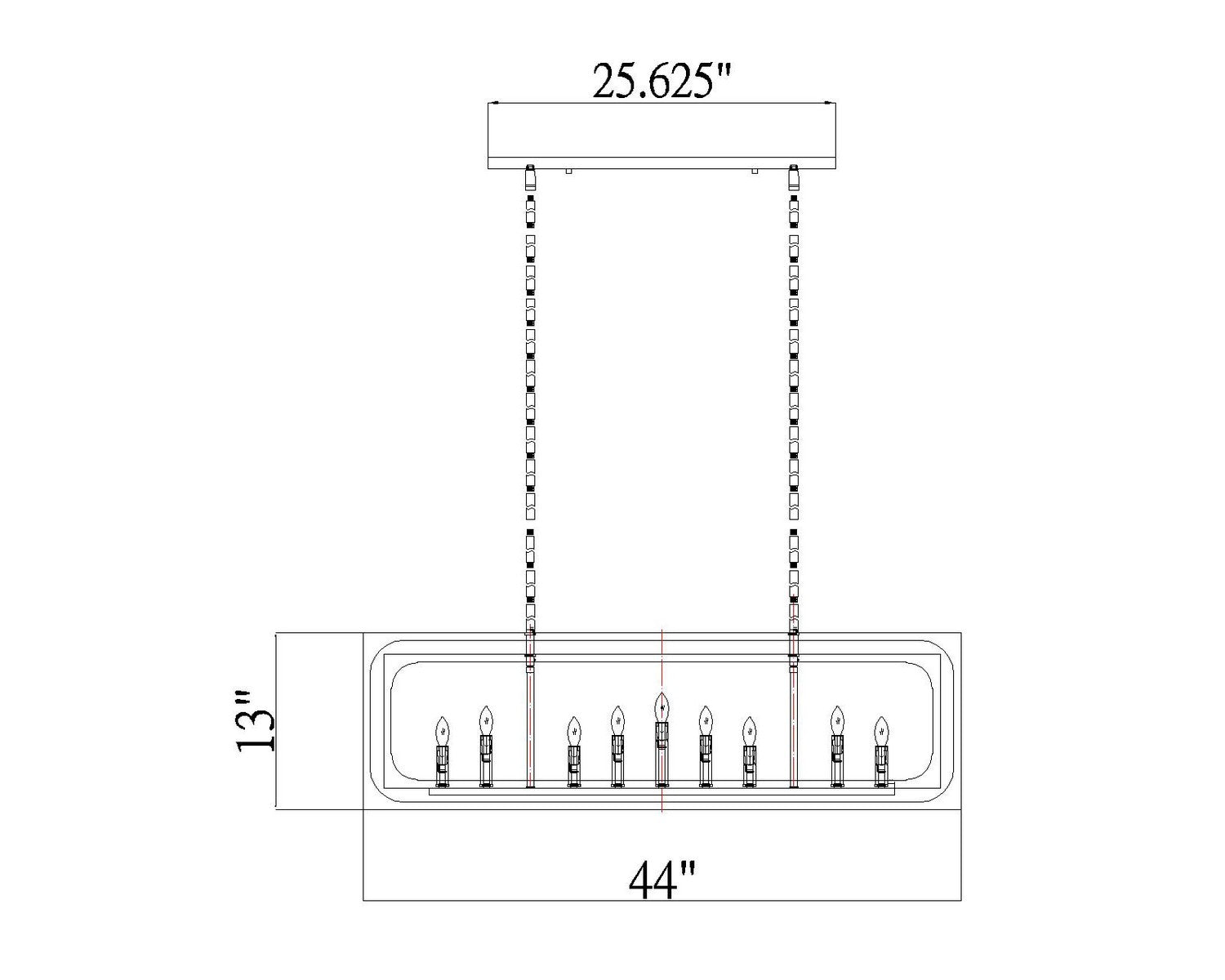 Z-Lite - 3038-9L-MB - Nine Light Linear Chandelier - Easton - Matte Black