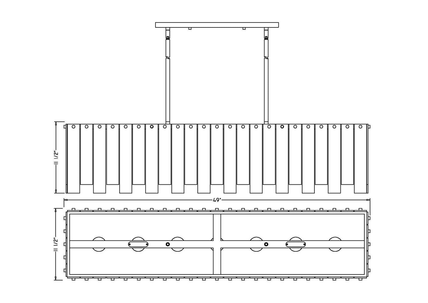 Z-Lite - 345-49L-PN - Seven Light Linear Chandelier - Viviana - Polished Nickel