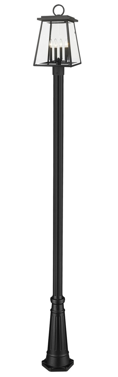 Z-Lite - 521PHBR-519P-BK - Four Light Outdoor Post Mounted Fixture - Broughton - Black