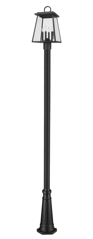 Z-Lite - 521PHBR-519P-BK - Four Light Outdoor Post Mounted Fixture - Broughton - Black