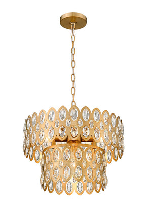 Z-Lite - 822P15-HB - Five Light Pendant - Dealey - Heirloom Brass