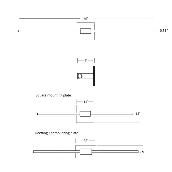 Koncept - ZBW-36-4-CM-SW-GLD - LED Wall Sconce - Z-Bar - Gold