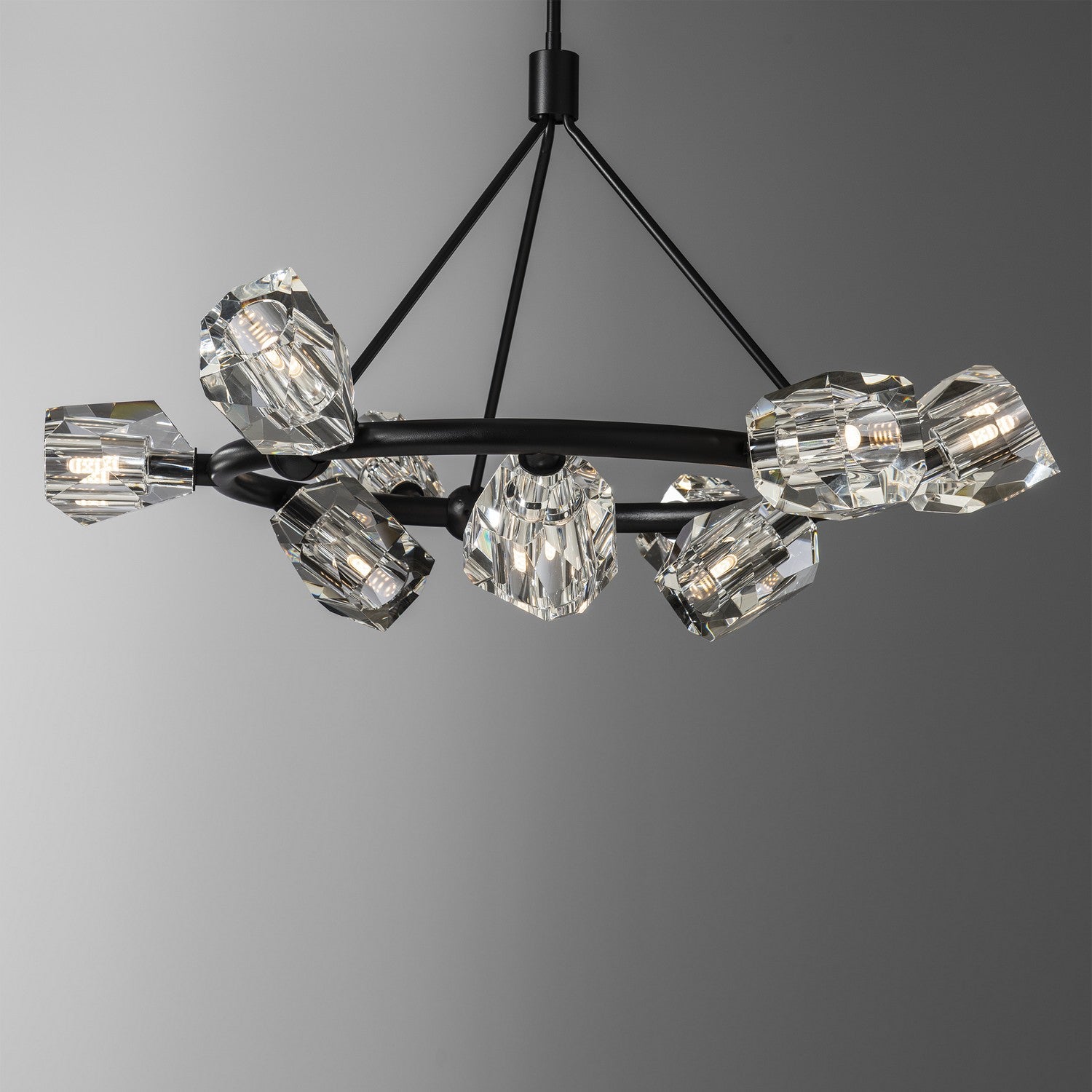 Hubbardton Forge - 131067-SKT-MULT-10-CR - Nine Light Pendant - Gatsby - Black