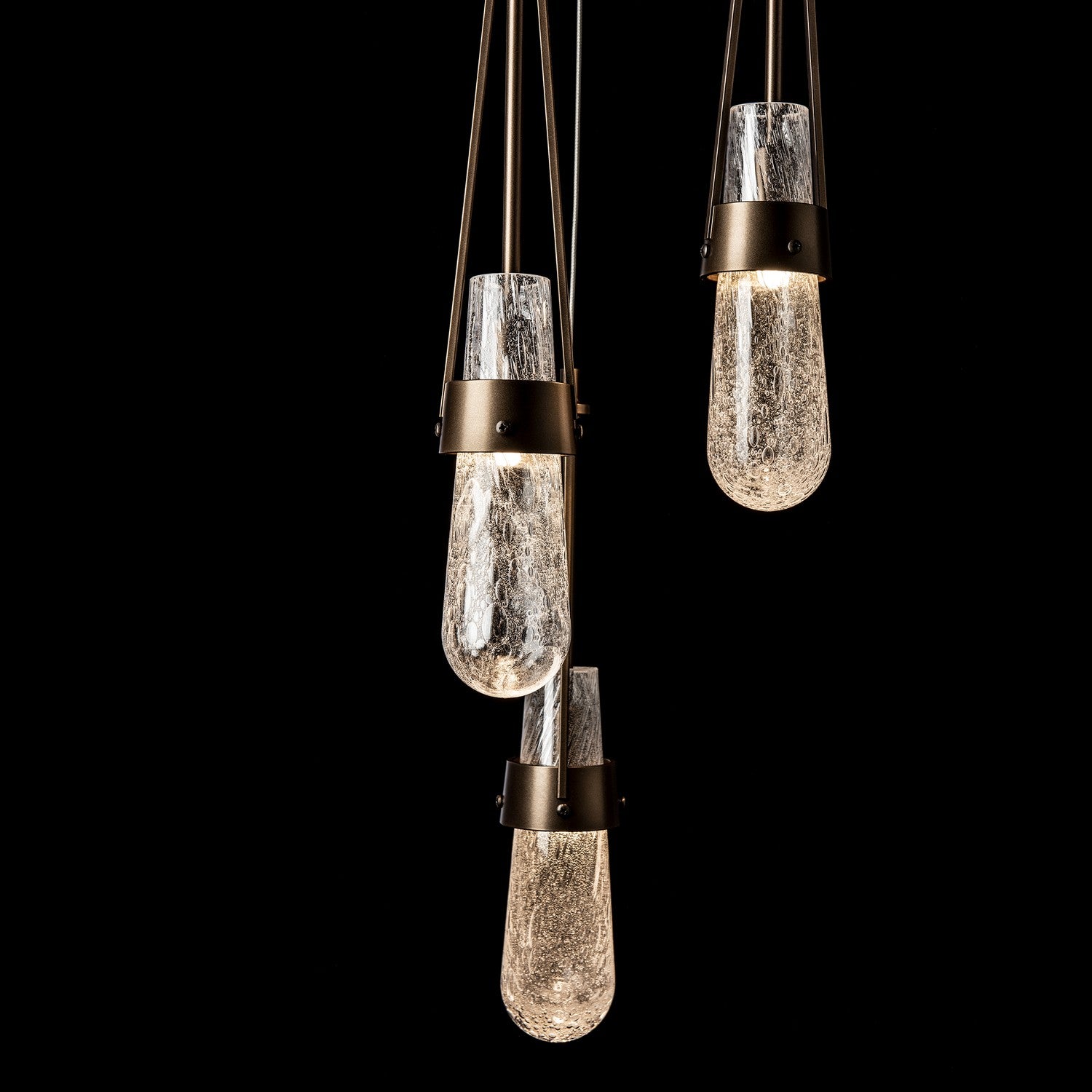 Hubbardton Forge - 131120-SKT-LONG-05-YG0434 - Link 5-Light Blown Glass Pendant - Link - Bronze