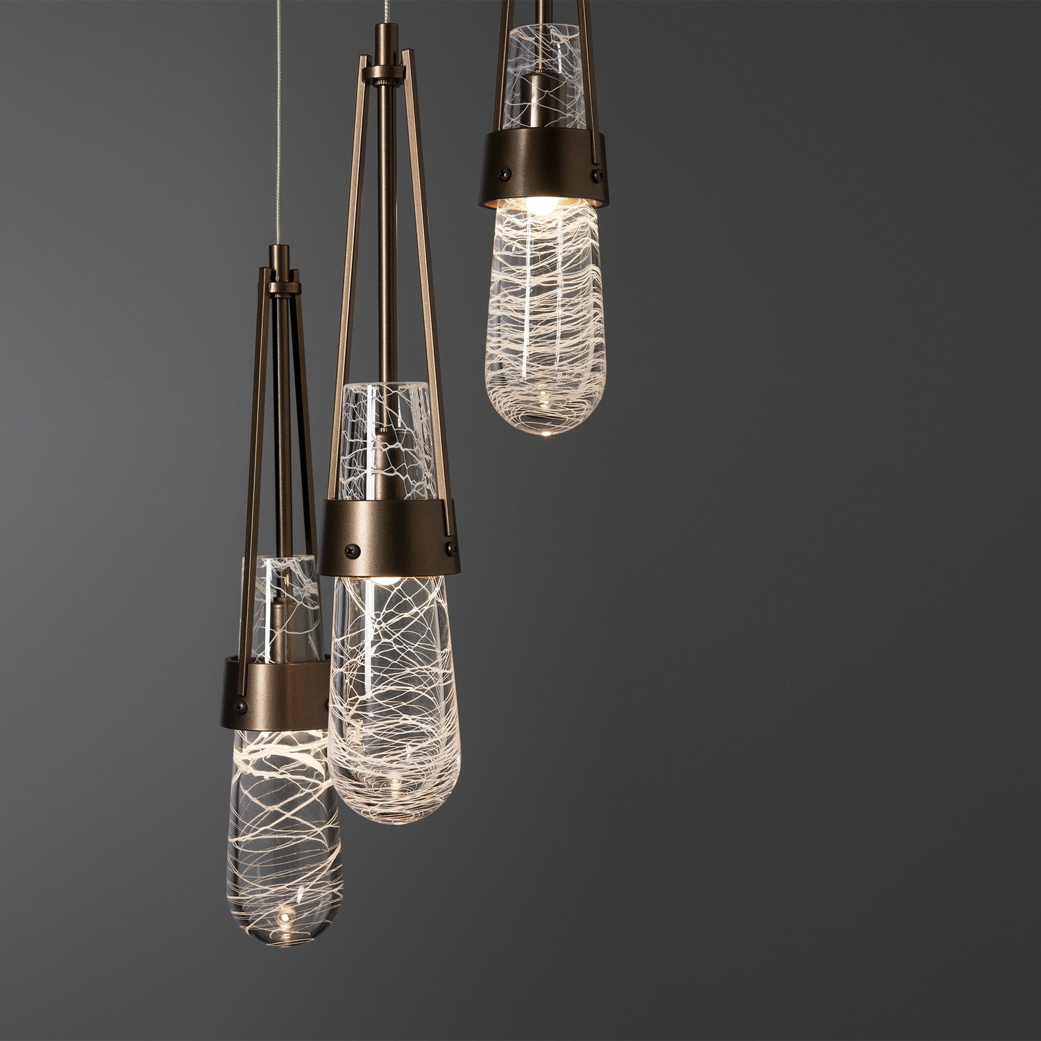 Hubbardton Forge - 131120-SKT-LONG-05-YG0434 - Link 5-Light Blown Glass Pendant - Link - Bronze