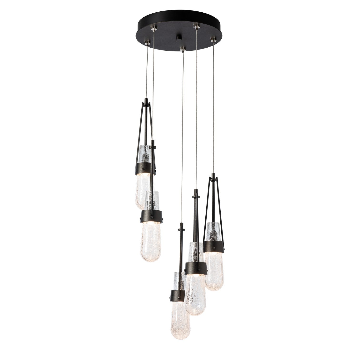 Hubbardton Forge - 131120-SKT-STND-14-YG0434 - Link 5-Light Blown Glass Pendant - Link - Oil Rubbed Bronze