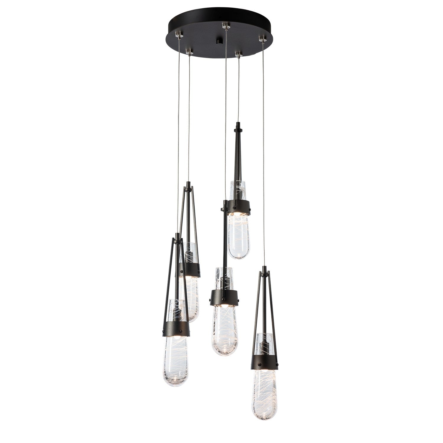 Hubbardton Forge - 131120-SKT-STND-14-YG0434 - Link 5-Light Blown Glass Pendant - Link - Oil Rubbed Bronze