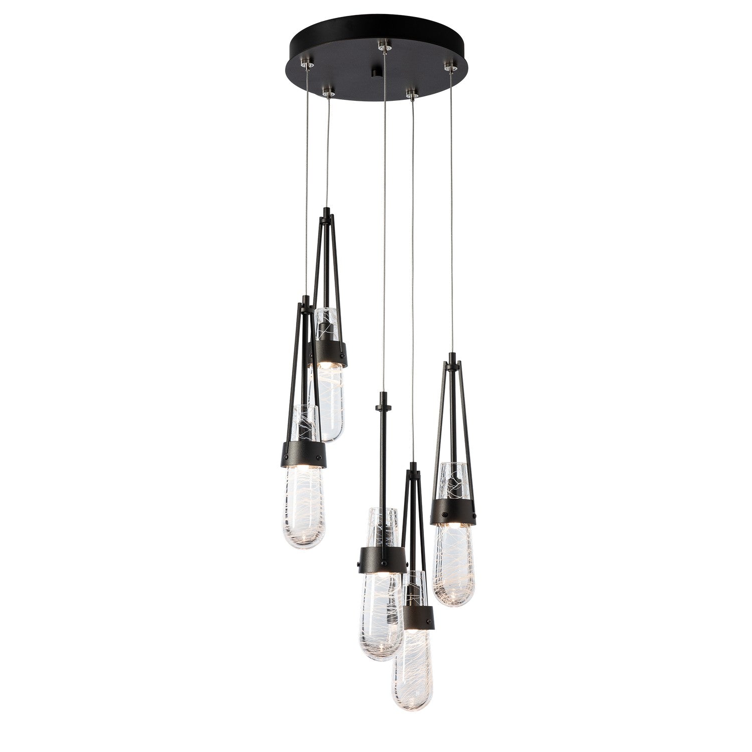 Hubbardton Forge - 131120-SKT-STND-14-YG0434 - Link 5-Light Blown Glass Pendant - Link - Oil Rubbed Bronze