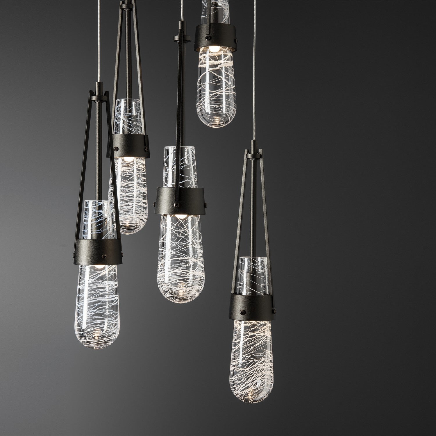 Hubbardton Forge - 131120-SKT-STND-14-YG0434 - Link 5-Light Blown Glass Pendant - Link - Oil Rubbed Bronze