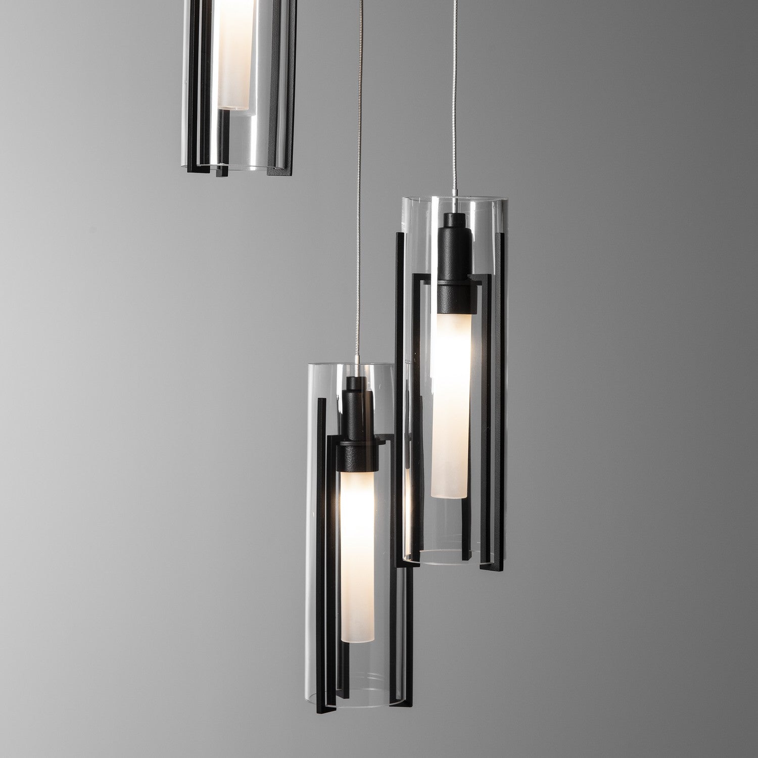 Hubbardton Forge - 131124-SKT-STND-10-ZM0065 - Exos Glass 5-Light Pendant - Exos Glass - Black
