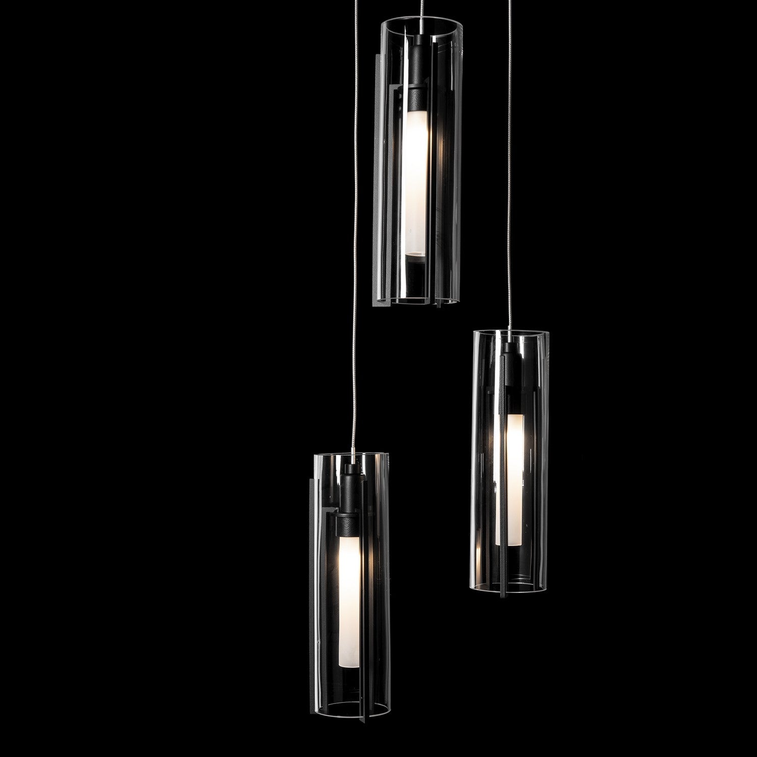 Hubbardton Forge - 131124-SKT-STND-10-ZM0065 - Exos Glass 5-Light Pendant - Exos Glass - Black