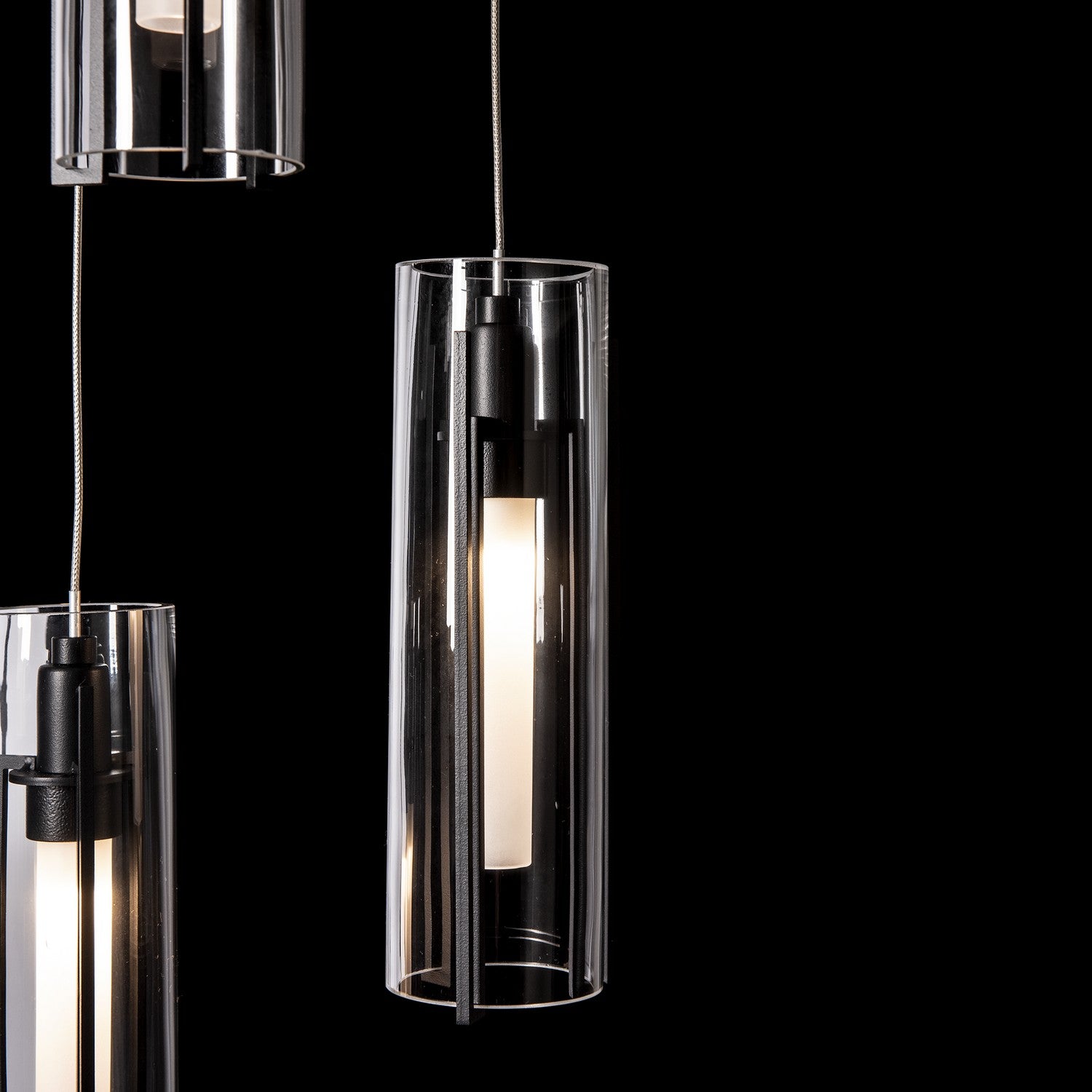 Hubbardton Forge - 131124-SKT-STND-10-ZM0065 - Exos Glass 5-Light Pendant - Exos Glass - Black