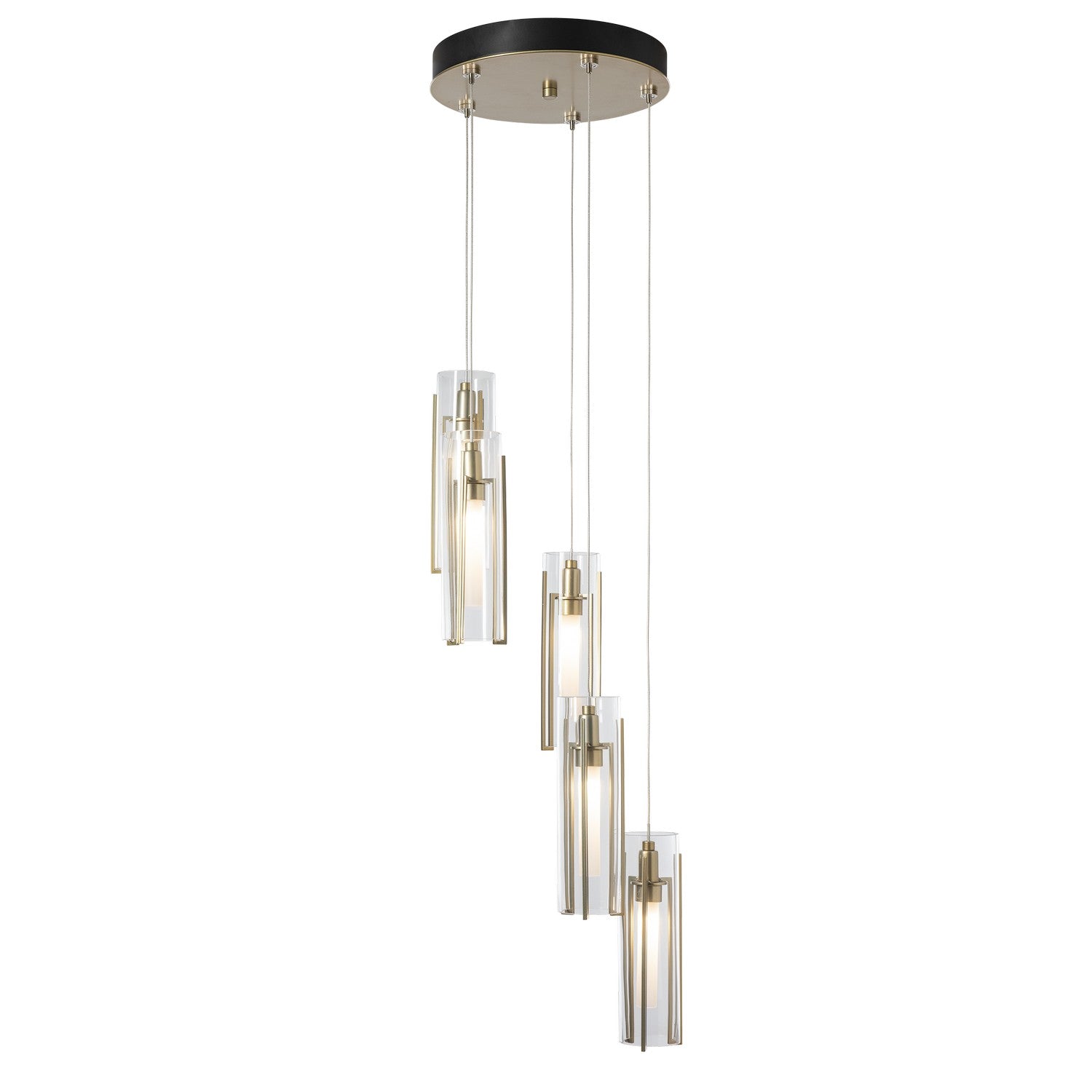 Hubbardton Forge - 131124-SKT-STND-86-ZM0065 - Exos Glass 5-Light Pendant - Exos Glass - Modern Brass