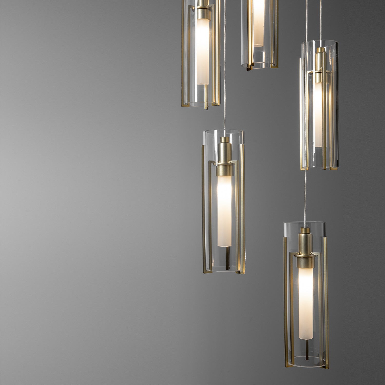 Hubbardton Forge - 131124-SKT-STND-86-ZM0065 - Exos Glass 5-Light Pendant - Exos Glass - Modern Brass