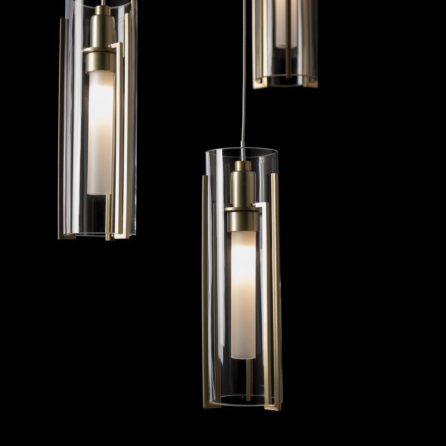 Hubbardton Forge - 131124-SKT-STND-86-ZM0065 - Exos Glass 5-Light Pendant - Exos Glass - Modern Brass