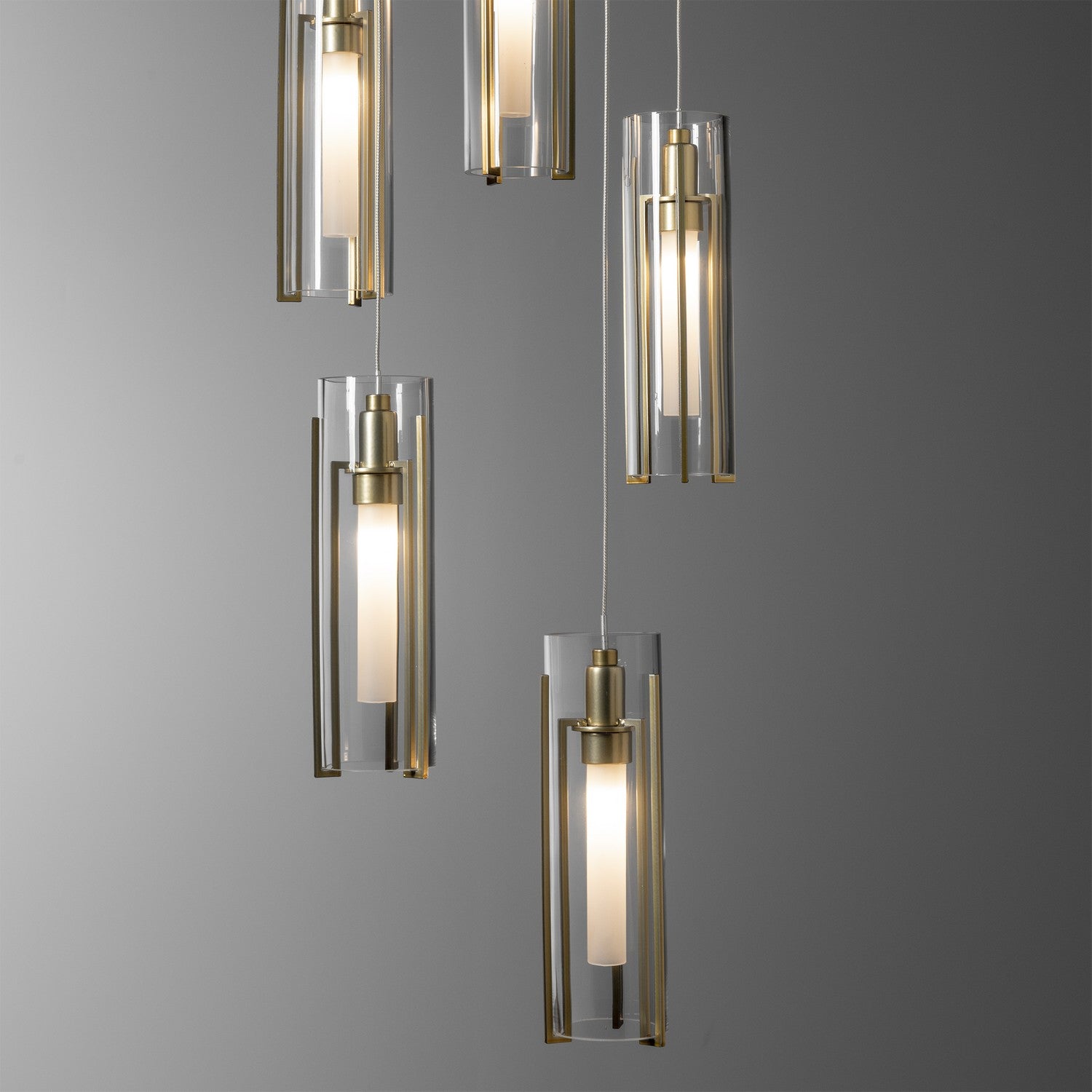 Hubbardton Forge - 131124-SKT-STND-86-ZM0065 - Exos Glass 5-Light Pendant - Exos Glass - Modern Brass