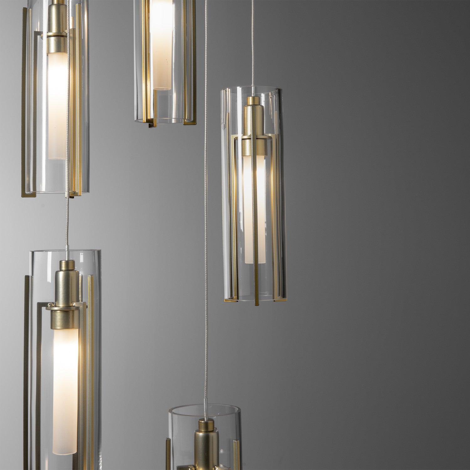 Hubbardton Forge - 131124-SKT-STND-86-ZM0065 - Exos Glass 5-Light Pendant - Exos Glass - Modern Brass