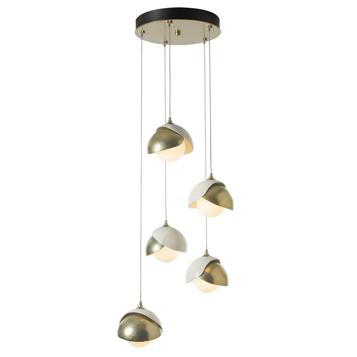 Hubbardton Forge - 131125-SKT-STND-86-02-GG0711 - Brooklyn 5-Light Double Shade Pendant - Brooklyn - Modern Brass