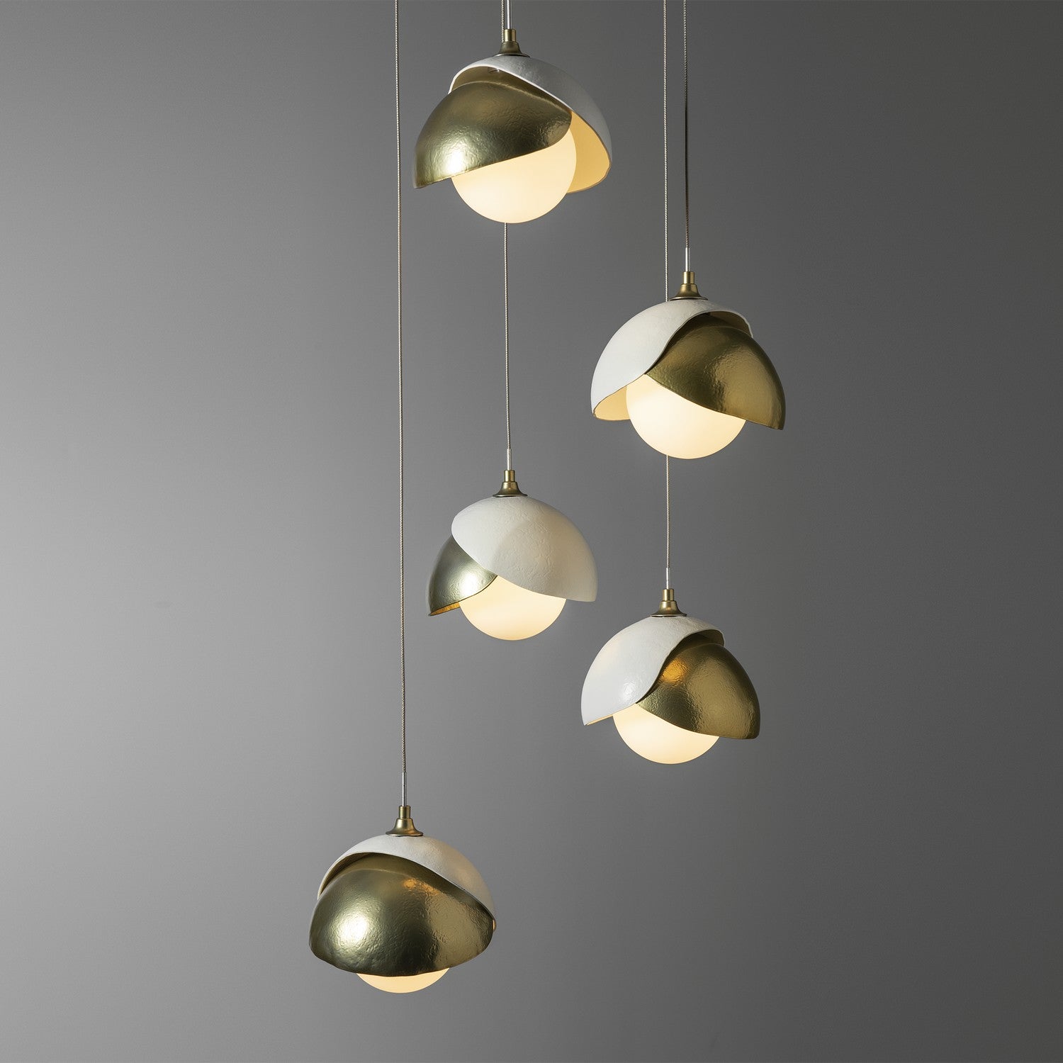 Hubbardton Forge - 131125-SKT-STND-86-02-GG0711 - Brooklyn 5-Light Double Shade Pendant - Brooklyn - Modern Brass